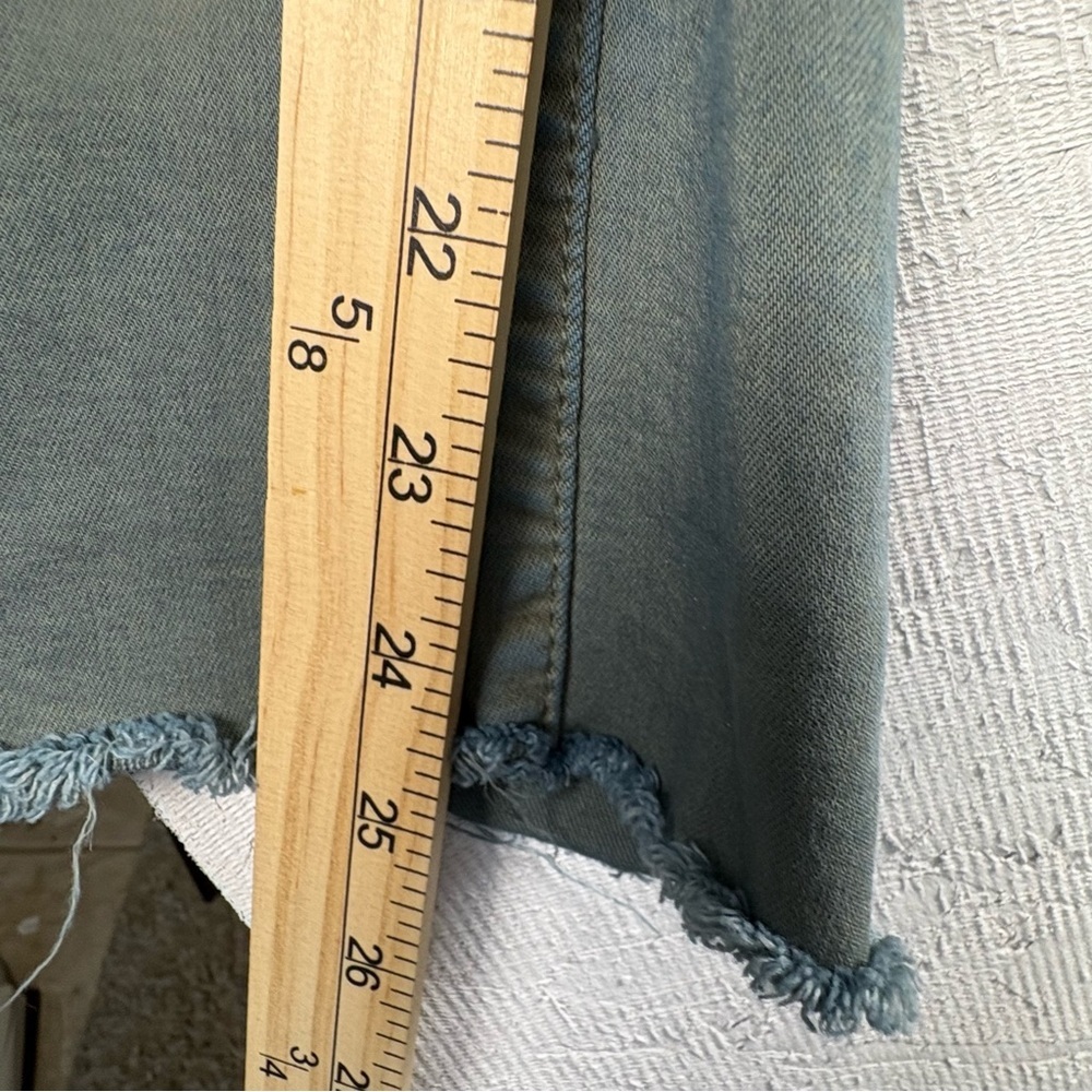 Easel Washed Denim Green Blue Wide Leg Jeans Small High Waist 5 Buttons Cropped - Picture 9 of 10